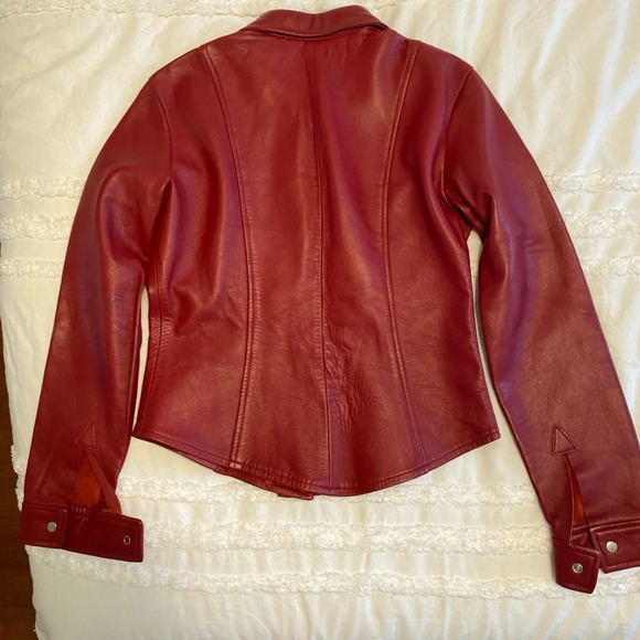Comme Toujours Red Leather Jacket - Picture 3 of 10